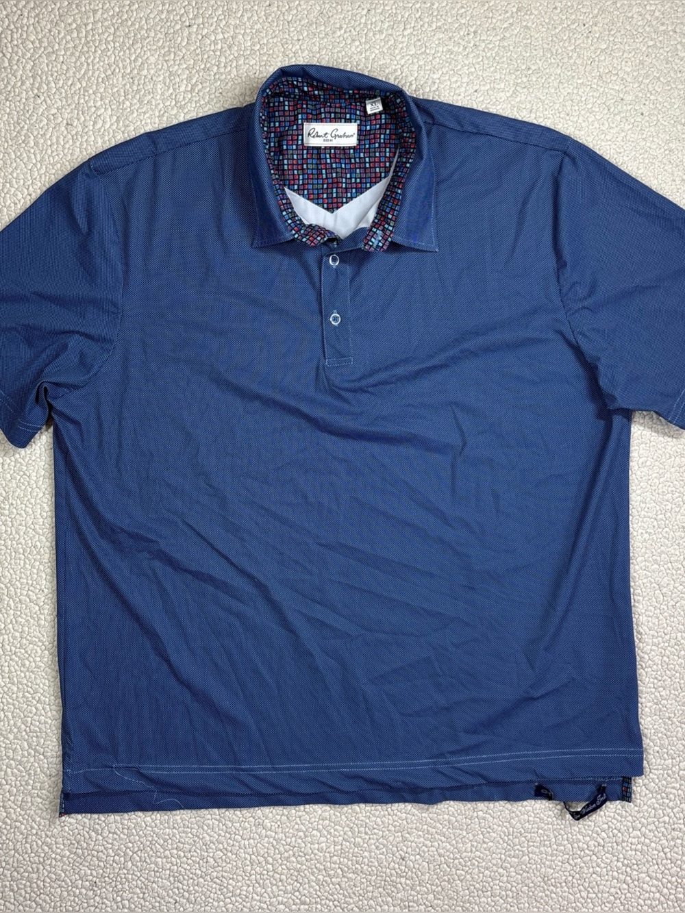 Robert Graham Classic Fit Polo Shirt Men’s X-Large Blue Geometric Short Sleeve